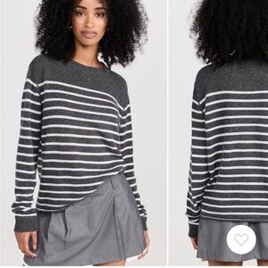 Reformation Gray and White Striped Sweater